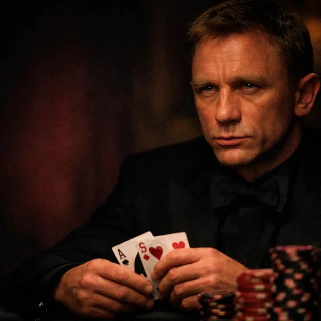 James Bond przy stole pokerowym w filmie Casino Royale z 2006 roku